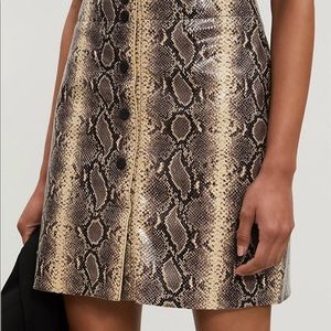 Kimberlay Snake-Print Leather Skirt